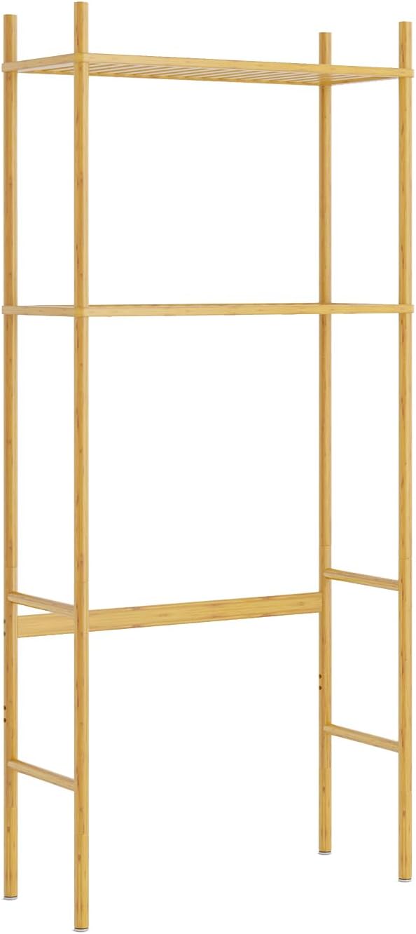 2 Tier Over The Toilet Organizer Rack Bamboo, Freestanding Bathroom Toilet - Image 7