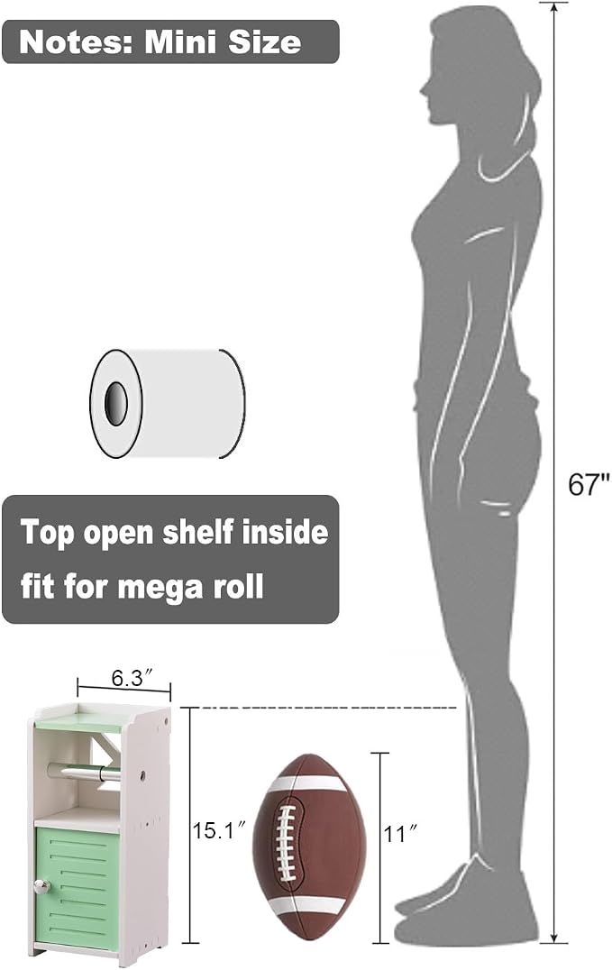 AOJEZOR Toilet Paper Holder Stand: Freestanding PVC Cabinet Storage - Image 2
