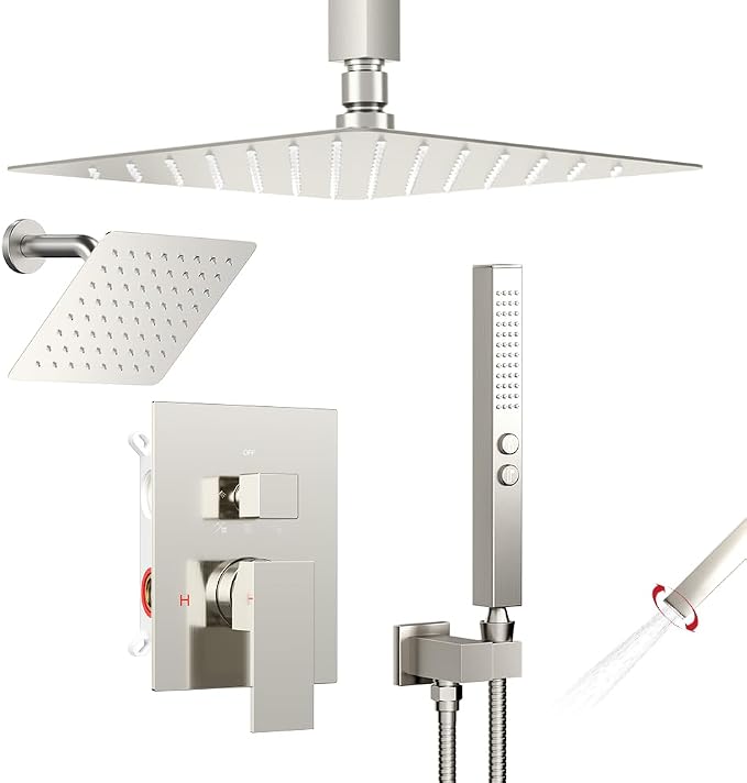 Shower Faucet Set Brushed Nickel Shower System, Bostingner Five Function by Bostingner