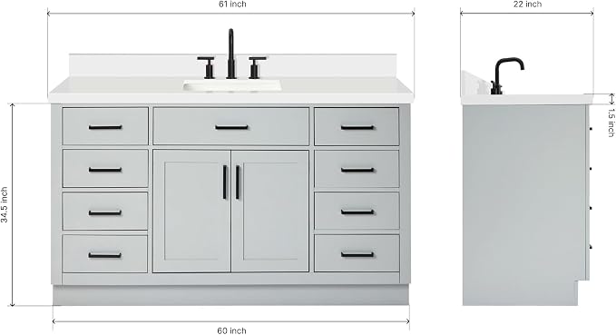 ARIEL Bathroom Vanity 61" Grey - Image 2