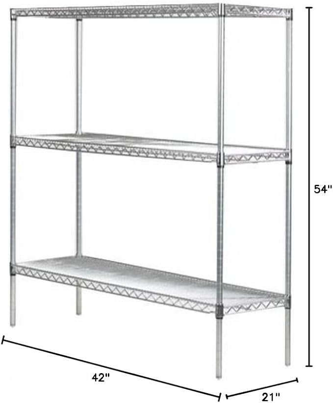 Omega 21" Deep x 42" Wide x 54" High 3 Tier Chrome Starter Shelving Unit - Image 2