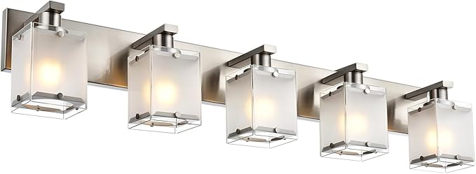 5-Lights Bathroom Vanity Light Fixtures, Modern Brushed Nickel Wall Sconce by WINSHENLighting