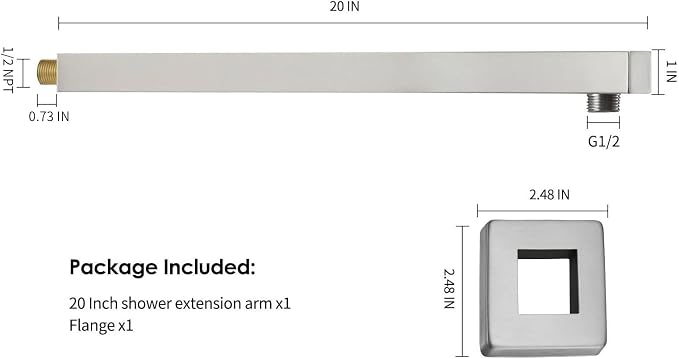 BESy 20 Inches Straight Extended Shower Arm - Image 5
