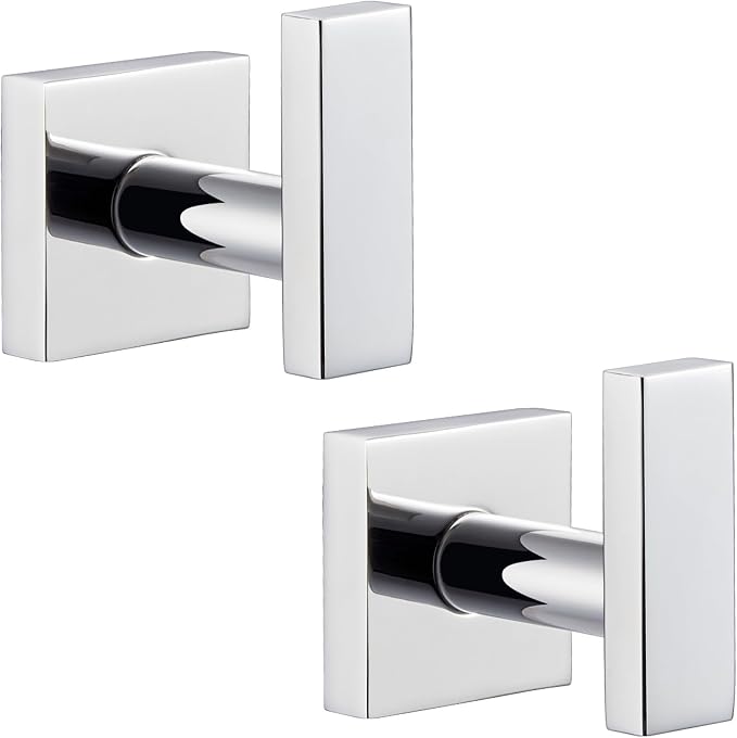 Angle Simple Bath Towel Hook 2 Pack, Stainless Steel Square Robe Coat Holder by AngleSimple