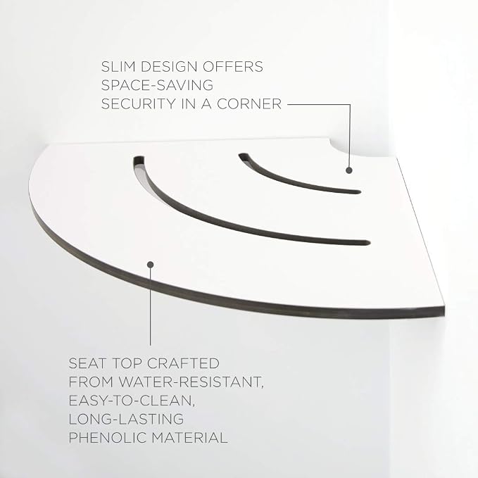 Seachrome Contour Corner Shower Seat, Solid White Phenolic - Image 2