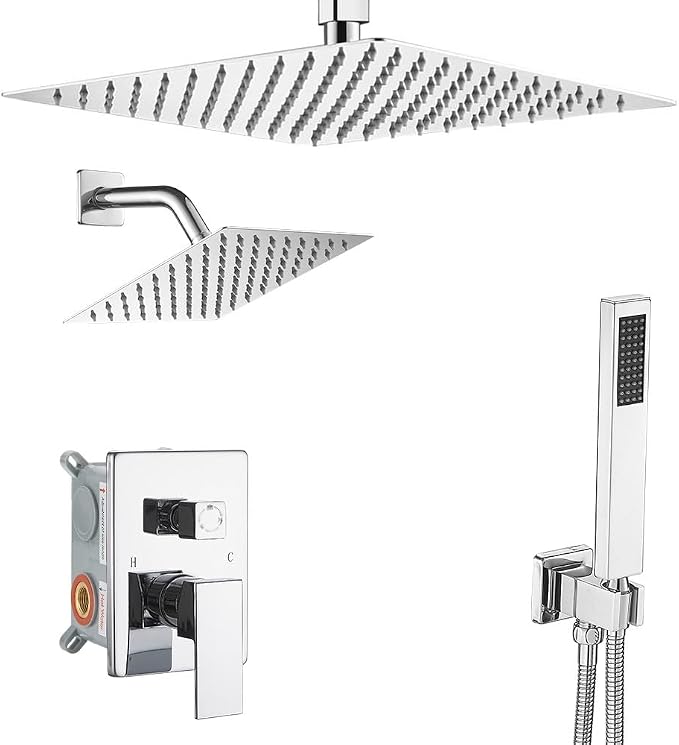 Shower Faucet Set Polished Chrome Shower System, Knob Switch Diverter Shower by YCAIKOI