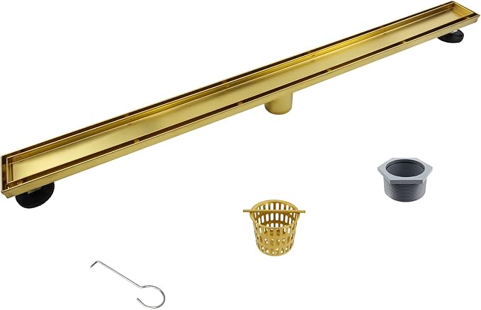 Linear Shower Drain 36", Brushed Gold Floor Drain by Bernkot