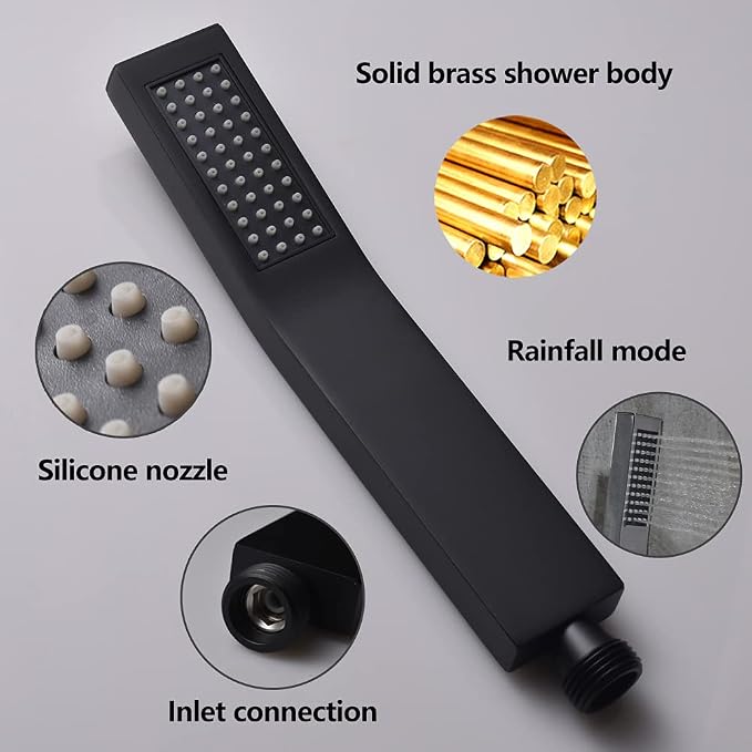 Brass Handheld Shower Head Kit Square Shower Heads - Image 2