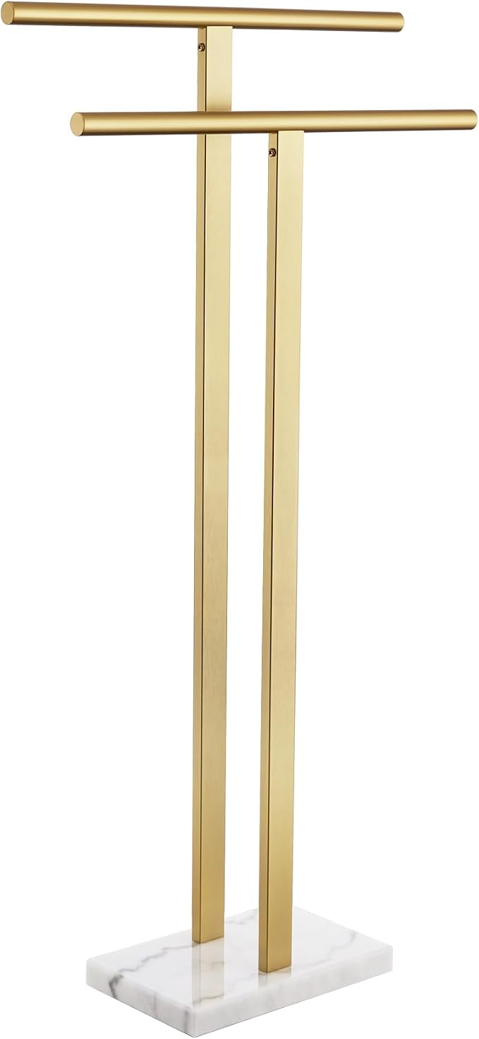 KOKOSIRI Standing Towel Rack for Bathroom Floor 2-Tier Towel Holder Free Stand by KOKOSIRI