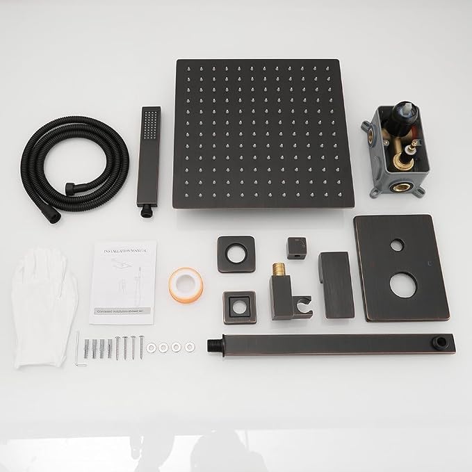 Oil Rubbed Bronze rain Shower Faucet Set Shower System 12 Inches Square Shower - Image 6