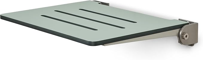 18 inch Silhouette Slimline Folding Wall Mount Shower Bench Seat, Sea Green Seat - Image 3