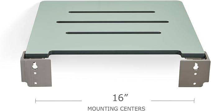 18 inch Silhouette Slimline Folding Wall Mount Shower Bench Seat, Sea Green Seat - Image 8