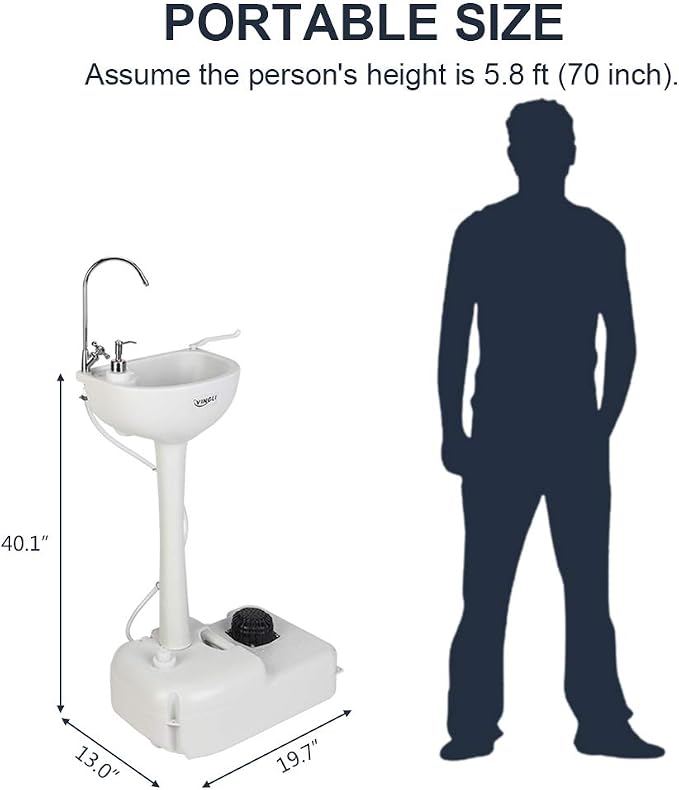 VINGLI Upgraded Portable Sink| Rolling Hand Wash Basin Stand - Image 6
