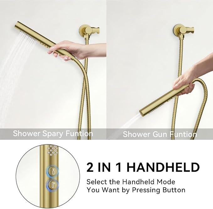 Shower Systems Shower Faucet Sets STARBATH 3 Way 12+6" Round Dual Rainfall - Image 5