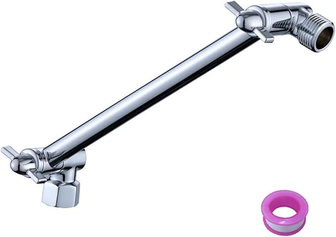 8 Inch Shower Head Extension Arm Chrome.Solid Brass Adjustable Shower Arm by Burginwin