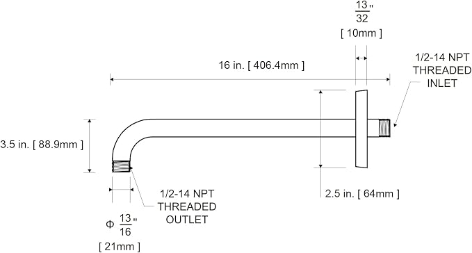 OFFO Shower Arm with Flange, 16 in Oil Rubbed Bronze Wall Mount Replacement - Image 7