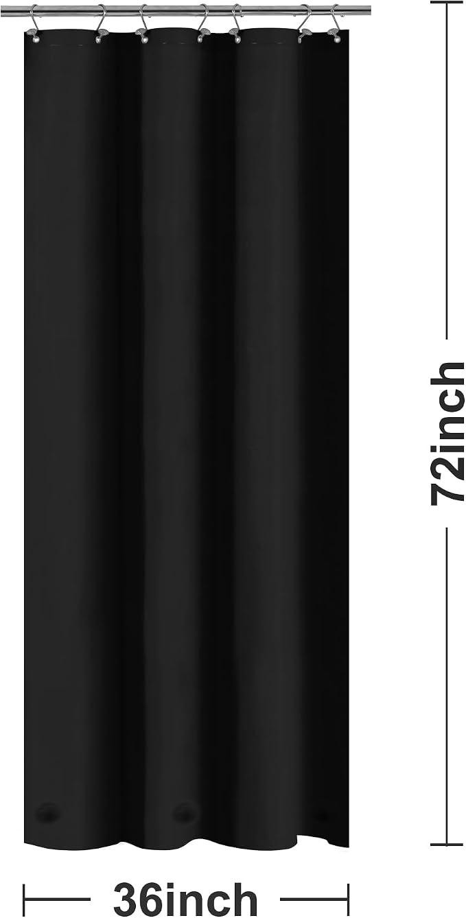 Barossa Design Black Stall Shower Curtain Liner 36" W x 72" H - Image 6