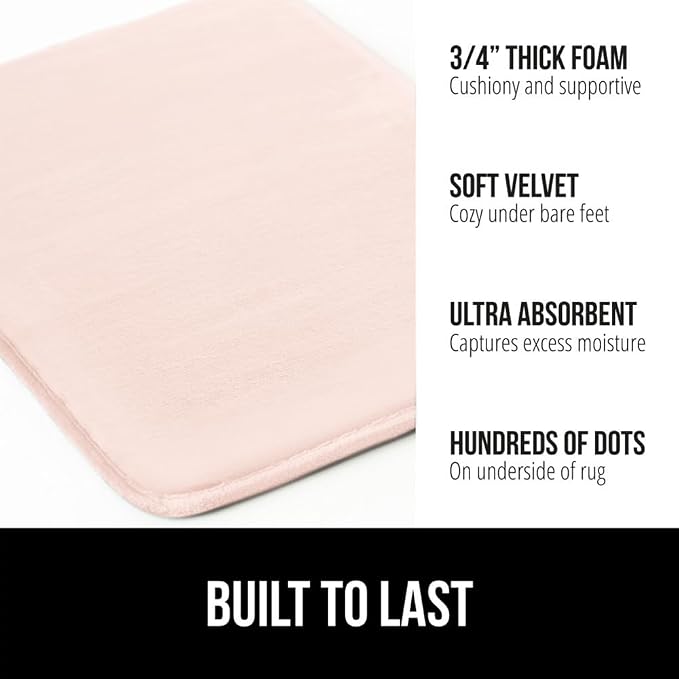 GORILLA GRIP Memory Foam Bath Mat, Soft Absorbent Velvet Bathroom Mats - Image 3