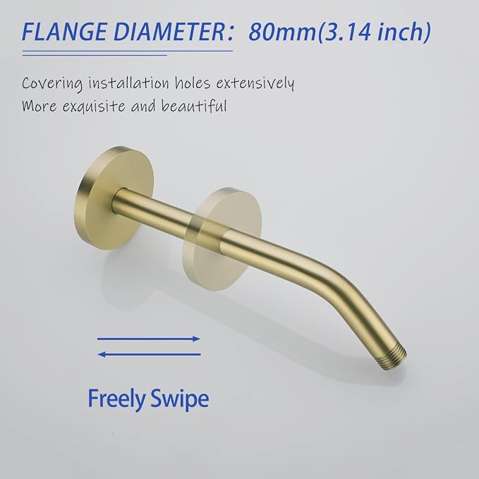 10 in Brushed Gold Shower Arm - Image 5