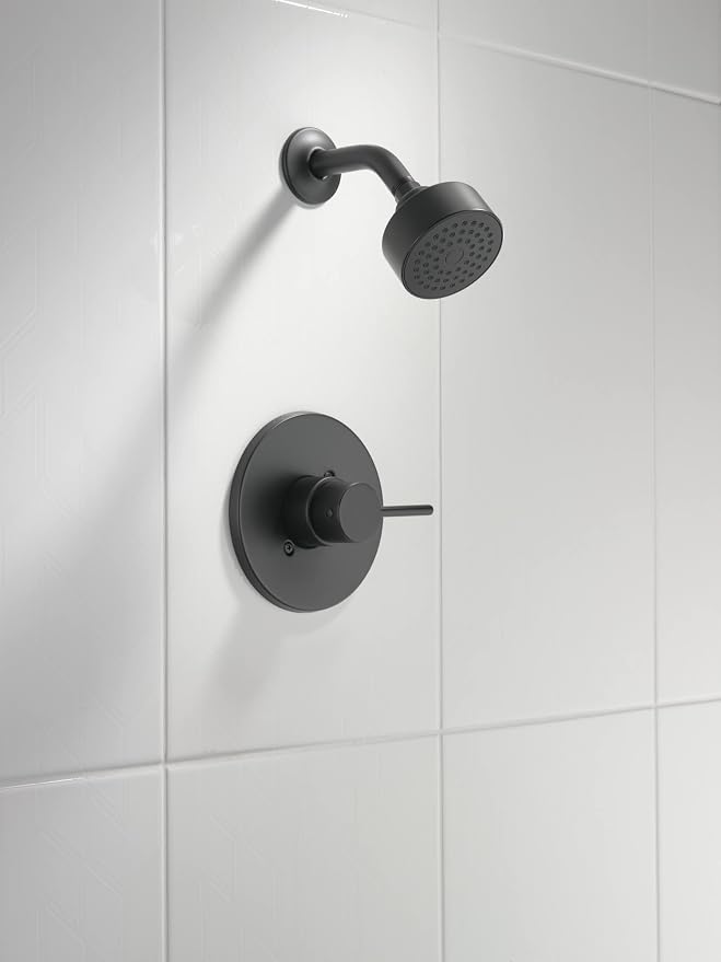 Delta Modern 14 Series Shower Faucet Set, Matte Black Shower Head and Handle Set - Image 2