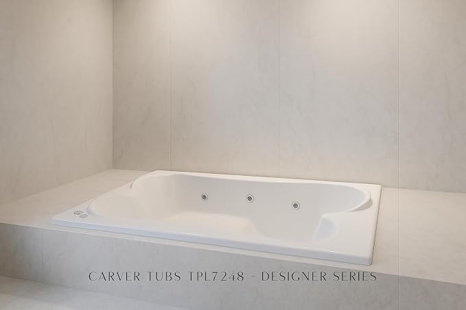 Carver Tubs - TPL7248 - Modern Acrylic Fiberglass Whirlpool Tub Water Massage - Image 5