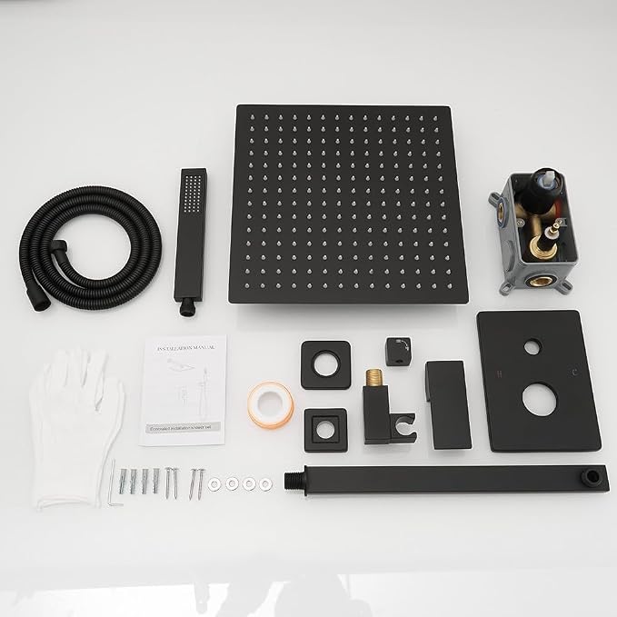 Rainfall Shower System Matte Black Shower Faucet Set - Image 7