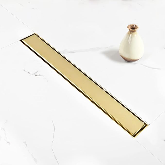 Linear Shower Drain, 40 inch Gold Drain by Elefloom