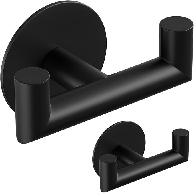 2 Pack Black Bathroom Hooks for Towels by GWAAZXGZ