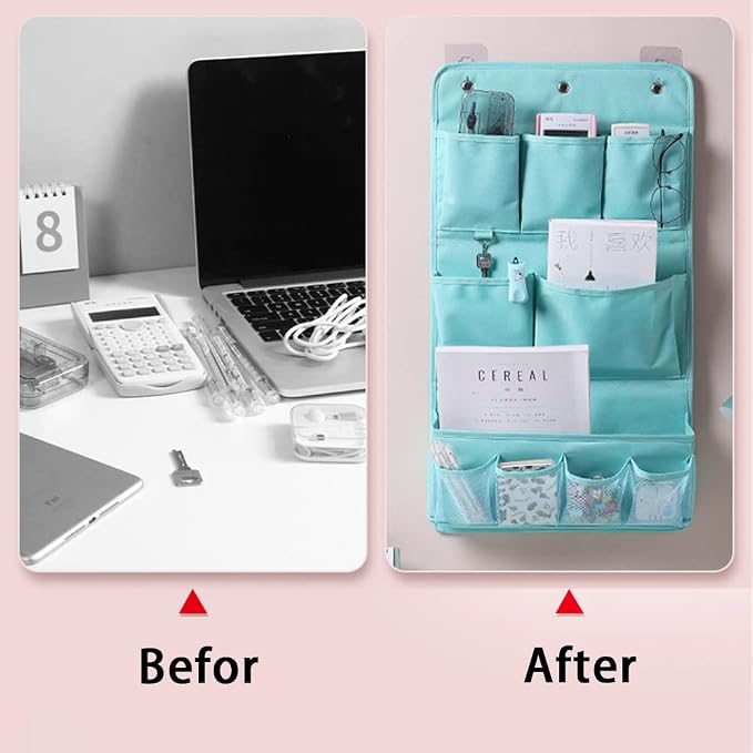 HSLFUAI Hanging Organizer with Pockets – Wall & Door Storage Bag with 3 Sticky - Image 5