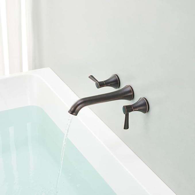 Wall Mount Tub Filler Brass Tub Faucet Oil Rubbed Bronze Bathroom Bathtub - Image 3