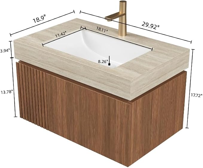 Ambrovina 30" Floating Bathroom Vanity - Image 2