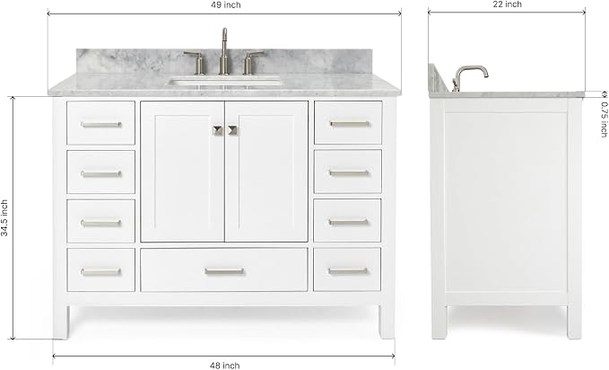ARIEL 49" White Bathroom Vanity - Image 2