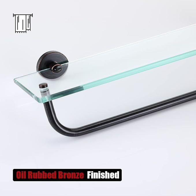 JQK Bathroom Glass Shelf Bronze, Shelf - Image 8