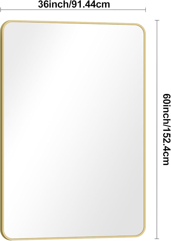 Gold Bathroom Mirror, 55x36 inch Wall Mirror - Image 7