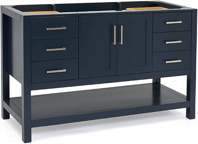 ARIEL 54" Midnight Blue Bathroom Vanity Base Cabinet, Center Rectangular Sink - Image 10