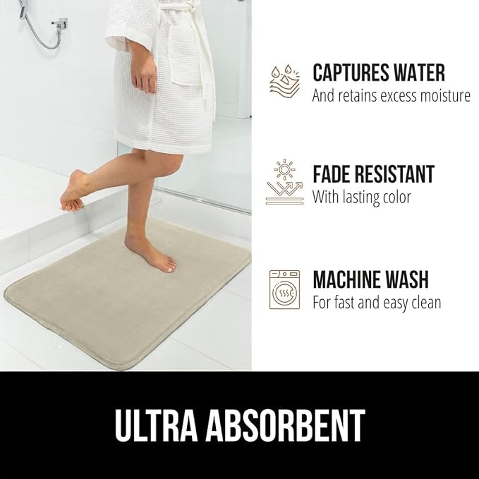 GORILLA GRIP Memory Foam Bath Rugs, Soft Absorbent Velvet Bathroom Mats - Image 6