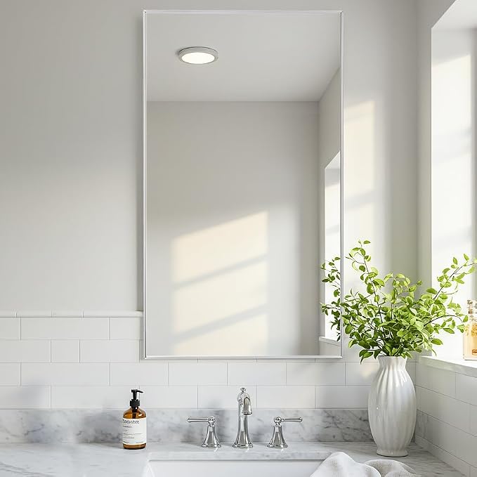 20x36 Inch Silver Bathroom Mirror by LEDLUX