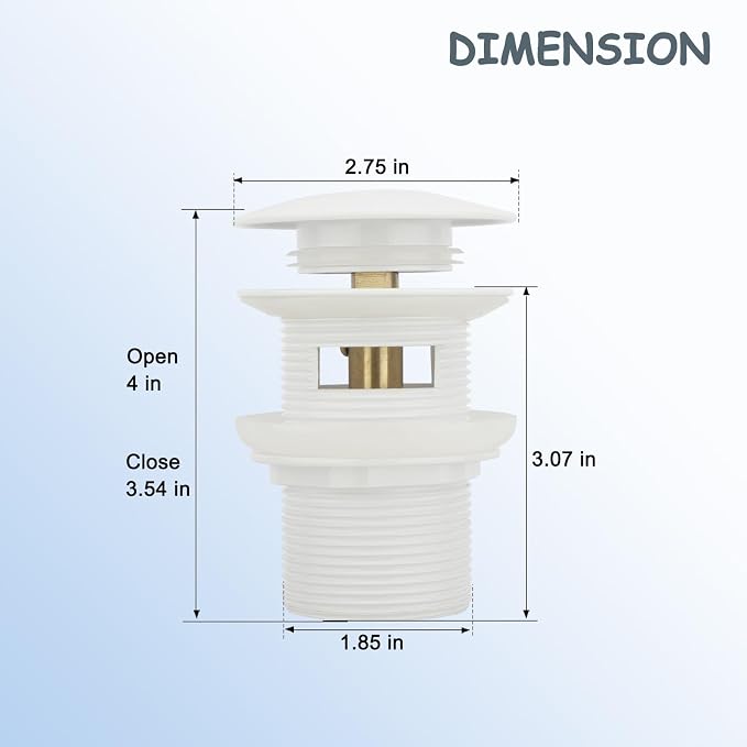 Tub Stopper Bathtub Drain, Brass Pop-up Freestanding Bathtub Drain Stopper - Image 2