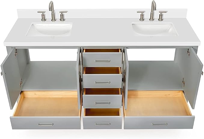 ARIEL Double Bathroom Vanity 73" Grey - Image 7