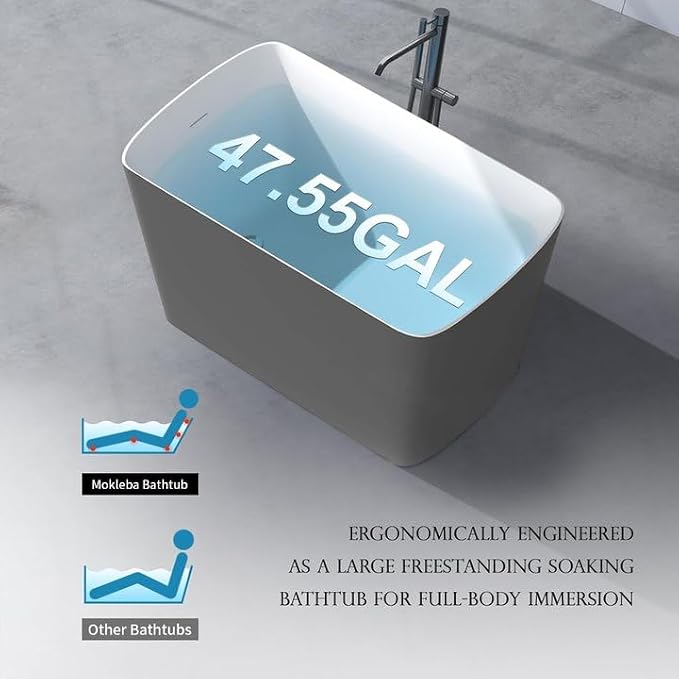 47" Lucite Acrylic Freestanding Bathtub，Square Shape Janpanese Soaking Tub - Image 4