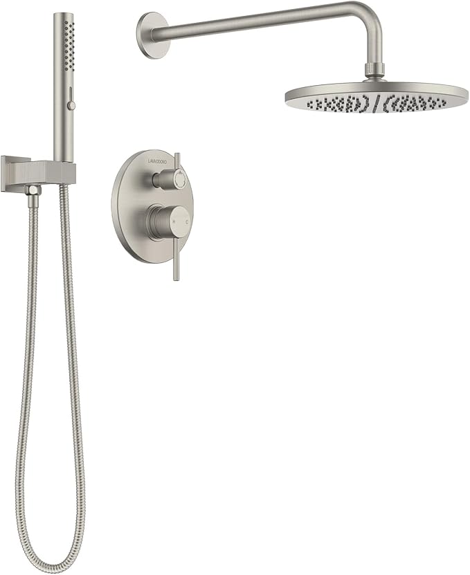 Lava Odoro Modern 2-Setting Round Rain Shower System, Brushed Nickel Rainfall by LavaOdoro
