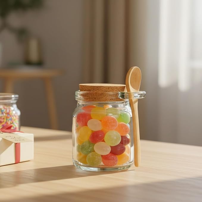 Ahhute Glass Sugar Scrubs Jars, Bath Salt Container, Snacks Spice Jars w/Bamboo - Image 4