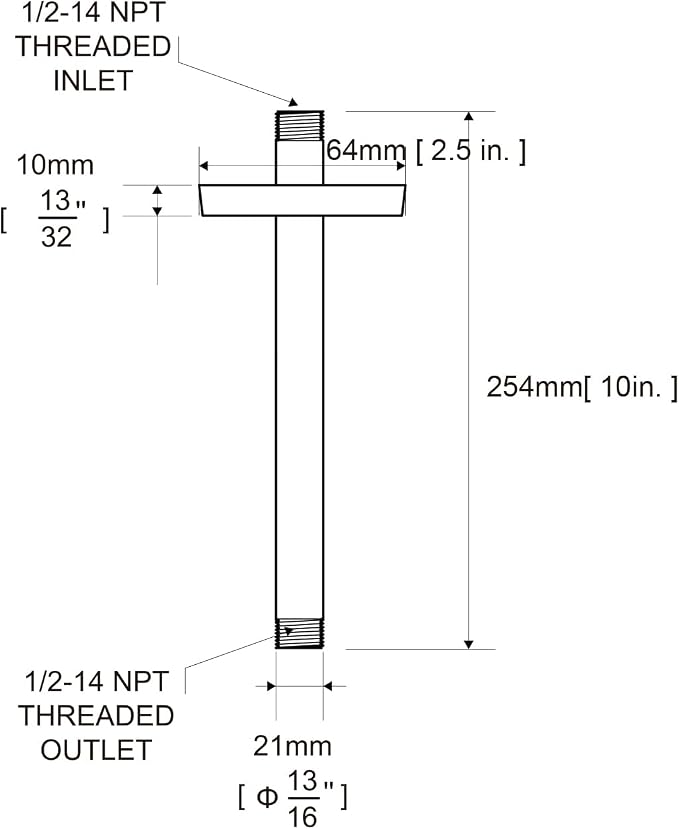 OFFO Shower Arm with Flange, Bright Gold 10 in Ceiling Mount Replacement Rain - Image 7