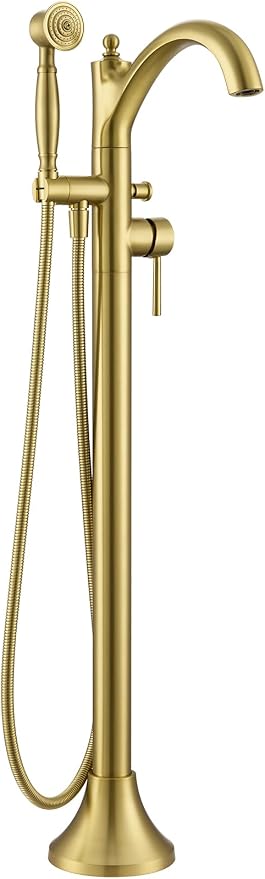 Free Standing Tub Faucet, High Flow Rate Brushed Light Gold Classic by Wintap