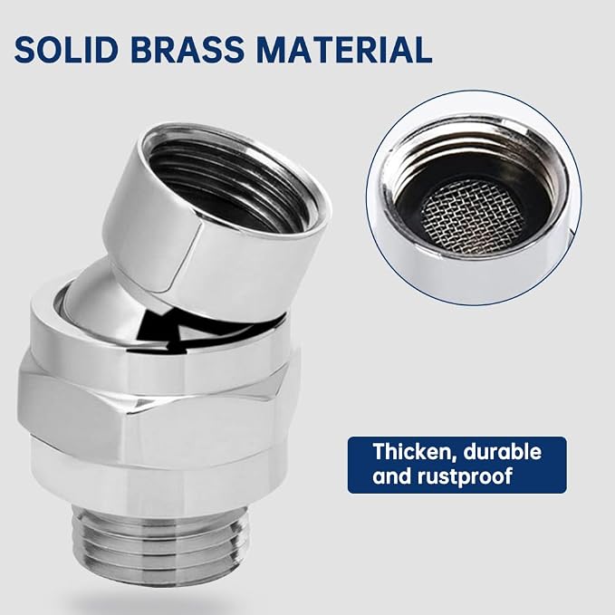 Shower Head Swivel Ball Adapter, Solid Brass Universal Shower Head Connector - Image 6