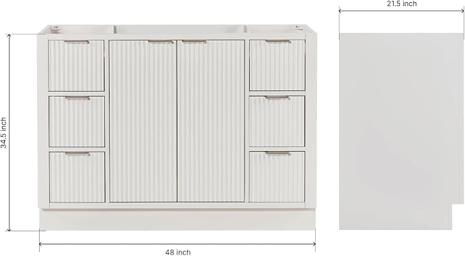 ARIEL Milan 48 Inch Single Sink Base Cabinet in Warm White - Image 2