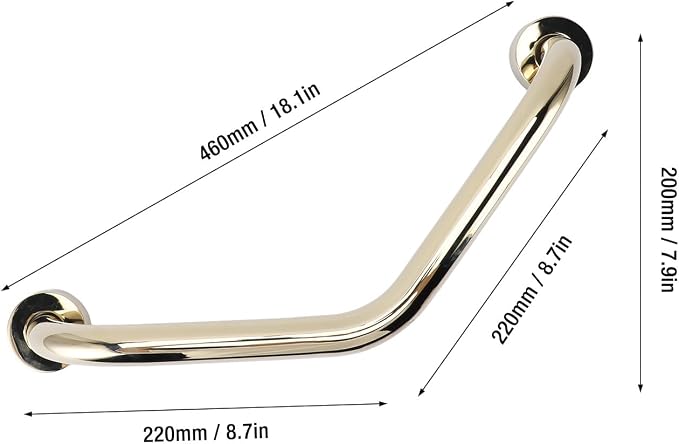Shower Grab Bar Safety Handrail Bathroom Grab Bar Gold Stainless Steel Non-Slip - Image 7