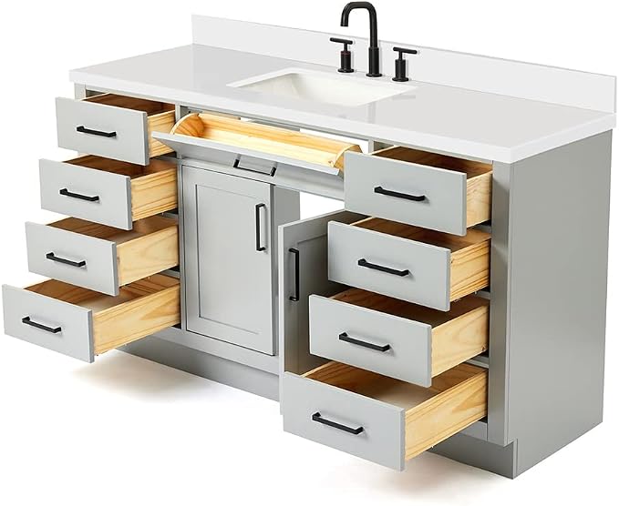 ARIEL Bathroom Vanity 61" Grey - Image 6