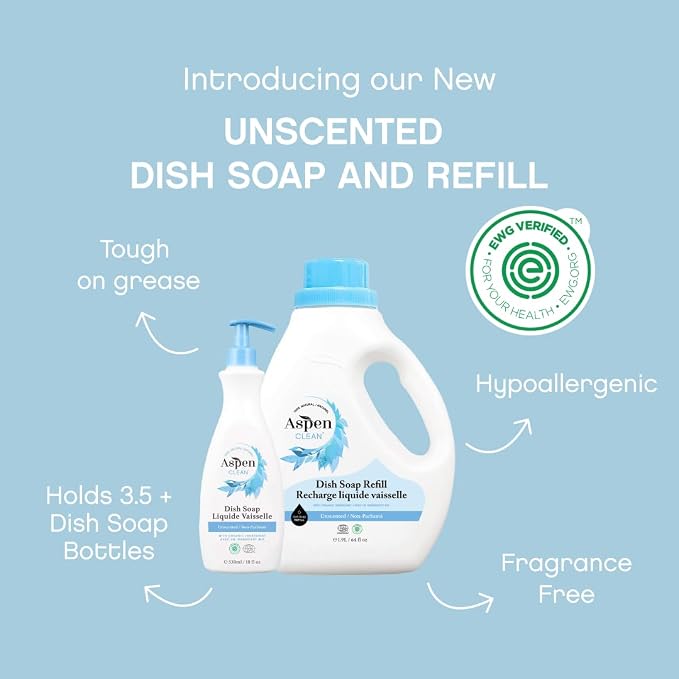 AspenClean Natural Dish Soap and Refill Unscented - Image 3