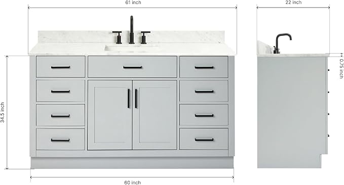 ARIEL Bathroom Vanity 61" Grey - Image 2
